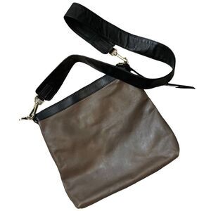 Innue Made in Italy Brown Two Tone Leather Crossbody Bag